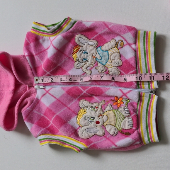 Vintage Pink Argyle Elephant Fleece Vest - Picture 13 of 15